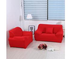 ele ELEOPTION Sofa Überwürfe Sofabezug Stretch elastische Sofahusse Sofa Abdeckung in Verschiedene Größe und Farbe Herstellergröße 195-230cm (Rot, 3 Sitzer für Sofalänge 170-220cm)