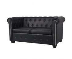 vidaXL Chesterfield Sofa 2-Sitzer Kunstleder Ledersofa Polstersofa Loungesofa