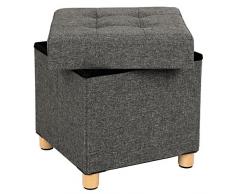 SONGMICS Sitztruhe, Sitzhocker mit Stauraum und Deckel, Fußhocker mit Holzfüßen, 38 x 40 x 38 cm, dunkelgrau LSF14GYZ