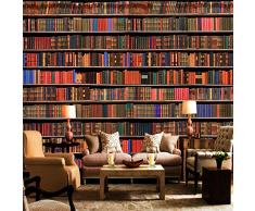 Bomdow Benutzerdefinierte Fotobuch Tapete 3D Arbeitszimmer Bibliothek Wandbild Hintergrund Wandbild Bücherschrank Bücher Bücherregal Wandbild Tapete-400X280Cm