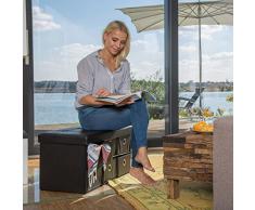 Relaxdays faltbare Sitzbank mit Stauraum in 6 entnehmbaren Fächern HBT: 38 x 76 x 38 cm Sitztruhe aus Kunstleder zum Falten mit Aufbewahrung Ottomane mit entnehmbaren Körben Sitzhocker, schwarz