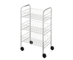 Wenko Roll-/Bad-/Haushaltswagen, Florenz, mit 3 Ablagen, 38 x 63 x 25 cm, silber glänzend