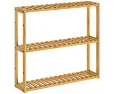 CASARIA Badregal Wandregal Hängeregal Bambus 3 Ablagen Höhenverstellbar 54x60x15cm Standregal Hängend Bad Holz Küche