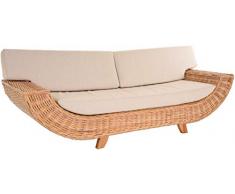 korb.outlet Designsofa Moon Lounge Liegesofa Wohnzimmer Couch Design Rattansofa mit Polster Sofa aus ungeschältem Rattan