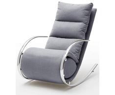 Robas Lund Relaxsessel Relaxliege Wohnzimmer Schaukelstuhl York, Webstoff Grau
