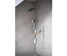 BADREGAL TELESKOPREGAL 3 BÖDEN SILBER GLÄNZEND 70-200 CM LANG ECKREGAL DUSCHABLAGE DUSCHREGAL