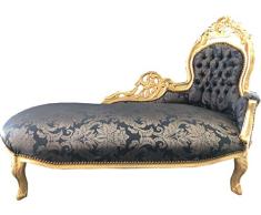Casa Padrino Barock Chaiselongue Royalblau Muster/Gold - Recamiere Barock Möbel