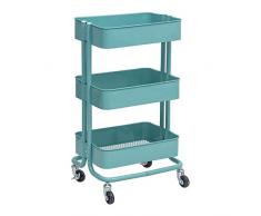WOLTU Küchenwagen Rollwagen Servierwagen Küchentrolley Metall Roll Regal für Küche Bad Büro mit Rollen 3 Etagen Mint RW005mt