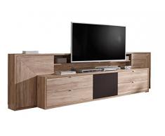 Dreams4Home Medienboard SoundRoom II, TV-HIFI Center, Fernsehschrank, TV Möbel, Schrank, San Remo Eiche, Akkustikstoff, Farbe:San Remo Eiche - San Remo Eiche - San Remo Eiche;Ausführung:Halterung verschiebbar - Full Motion Halterung
