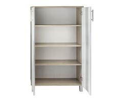 Trendteam Badezimmer Schrank Kommode Porto, 65 x 109 x 31 cm in Korpus Eiche Sägerau Hell Dekor, Front Weià mit viel Stauraum