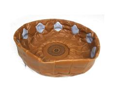 LORIENT Interior Marokkanischer Leder Pouf Braun Medina 70cm | Marokkanischer Hocker Sitzhocker Fusshocker | Marokkanisches Sitzkissen Sitzpouf