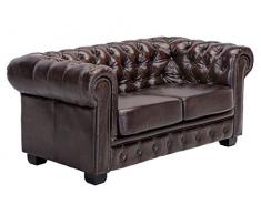 Woodkings® Chesterfield Sofa 2-Sitzer Braun Vintage Echtleder Couch Bürosofa Polstermöbel 2er antik Unikat Herrenzimmer englisches Ledersofa Stilsofa