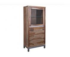 MASSIVMOEBEL24.DE Vitrine Sheesham/Akazie 65x40x148 braun gebeizt LE Havre #04 modern