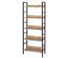 eSituro Standregal Bücherregal Metallregal Küchenregal Treppenregal Leiterregal Stufenregal Aufbewahrungregal 4 Ablagen Metall+MDF 60x27,5x126CM SSTR0043