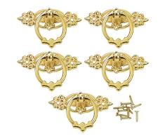 inhzoy 5 Stück Schubladen Griff Retro Barock Möbelgriff Küche Möbel Schrank Schublade Kleiderschrank Zuggriffe Gold One Size