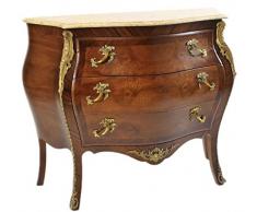 Französische Barock Kommode Braun mit cremefarbener Marmorplatte 3 Schubladen von Casa Padrino
