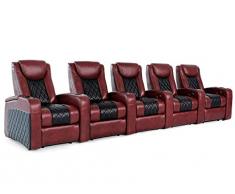Zinea Kinosessel Emperor Two Tone - 5 Sitzer - Premiumleder - elektrisch verstellbar, Becherhalter, Ambientebeleuchtung, Kinosofa, Kinositz - Sofort Lieferbar