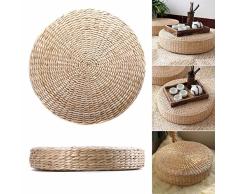 gezichta Gras Kissen, gewebte Stroh Kissen rund, Pouf Tatami Yoga Sitz Kissen Boden Matte, Esszimmer Home Deko für Wohnzimmer Garten