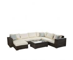 Poly-Rattan Sofa-Garnitur Melilla, Lounge-Set Gartengarnitur, Alu-Gestell