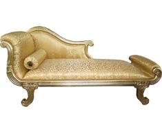 Casa Padrino Barock Chaiselongue Modell XXL Gold Muster/Gold- Antik Stil - Recamiere Wohnzimmer Möbel