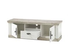 Beauty.Scouts Lowboard Kiruna M TV-Kommode, Pinie weiß Nachbildung, Oslo Pinie Absetzungen, 158x51x45 cm