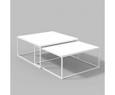 LUK Furniture Kaffeetisch Yoshi 2in1 - Hochglanz, Couchtisch Wohnzimmertisch Salon Wohnzimmer (weiß)