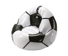 elasto form Aufblasbarer Sessel Fußball Big mit Getränkehalterung für 2 Getränke | Großer Luftsessel für Kinder max. 80 kg Ideales Fußball-Geschenk für Kinder & Erwachsene (schwarz/Weiss)