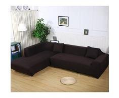 ele ELEOPTION Sofa Überwürfe elastische Stretch Sofa Bezug 2er Set 3 Sitzer für L Form Sofa inkl. 2 Stücke Kissenbezug (Kaffeebraun)