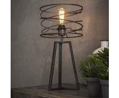 famlights Tischleuchte Riccardo aus Metall in Antharzit, 1-Flammig, E27, Industrial Design | edle Tischlampe für Wohnzimmer Schlafzimmer | Designerleuchte gedreht Nachttischlampe | Stehleuchte Vintage