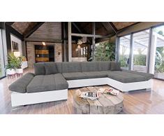 Mirjan24 Ecksofa Alia mit Regulierbare Armlehnen, 2 Bettkasten und Schlaffunktion, U-Form Eckcouch vom Hersteller, Sofa Couch Wohnlandschaft (Soft 017 + Lux 05 + Lux 06)