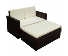 vidaXL Gartenmöbel 7-TLG. Poly Rattan Braun Lounge Gartensofa Gartengarnitur