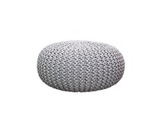 Runder Strick Pouf Puff ø 66cm Rund extra Hoch mit Füllung | Sitzkissen Sitzpouf Sitzpuff Baiba Grau | Hocker Sitzhocker Fusshocker Strickhocker | Bodenkissen aus Baumwolle Grob gestrickt