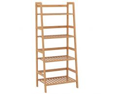 Homfa Bambus Standregal Badregal mit 4Ablagen Küchenregal Aufbewahrungsregal Blumenregal Leiterregal für Küche Badezimmer Balkon 115x48x32cm