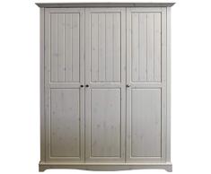 Steens Lotta Kleiderschrank/ Kinderzimmerschrank, 3 Türen, Wäschefach, 169 x 201 x 57 cm (B/H/T), Kiefer massiv, Weiß