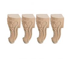 10 / 25cm Holz Möbelfüße, La Vane 4 Stück Europäisch Stil Massivholz Geschnitzten Ersatz Tischbeine Möbelbeine Dekoration für Sofa Bett Schrank Couch Stuhl