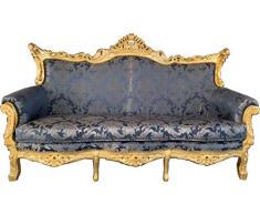 Casa Padrino Barock 3er Sofa Master Blau Muster/Gold - Wohnzimmer Couch Möbel Lounge