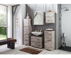 Schildmeyer 125631 Highboard, 81 x 95 x 32 cm, Eiche antik Dekor