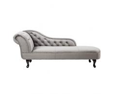 Riess Ambiente Design Chesterfield Récamière in Silbergrau Samt Recamiere Chaiselongue Lounge Sofa Relax Liege Nieten Wohnzimmer