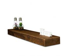 levandeo Wandregal Holz Massiv 100x20cm Nussbaum Farbig Wandboard Vintage Rustikal Design Natur Regal