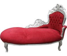 Casa Padrino Barock Chaiselongue Bordeaux Rot/Silber - Lounge Liege Recamiere Möbel