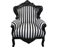 Casa Padrino Barock Sessel King Schwarz/Weiß Streifen / Schwarz