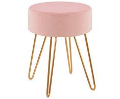 Duhome Sitzhocker Hocker Rund aus Stoff Samt Farbauswahl Schemel Elegantes Design Metallbeine 9111, Farbe:Pink, Material:Samt