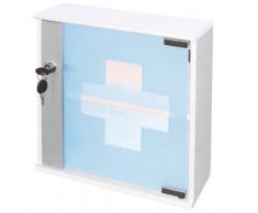 Spetebo Holz Medizinschrank weiß mit Glastür - Medikamentenschrank aus Massivholz - abschließbar