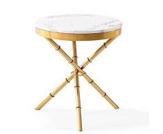 Moderne Minimalist Coffee Table Side, Edelstahlmarmor-Rundecke, Persönlichkeit Kleiner Coffee Table Bedroom Small Table 50CM