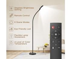 Stehlampe, dodocool LED Stufenlos Dimmbar Stehleuchte mit Fernbedienung Touch-Bedienung Stehlampe für Schlafzimmer wohnzimmer 360 ° Drehfunktion 4 Farbtemperaturen 4 Stufe Helligkeit Memory-Funktionen