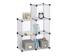 Relaxdays Regalsystem mit 6 Fächern, Standregal offen, Steckregal aus Kunststoff, HxBxT: ca 65 x 96 x 32 cm, transparent