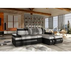 Eckcouch Oslo Mini, Ecksofa mit Bettkasten und Schlaffunktion, Sofa, Couch, Bettsofa, Schlafcouch, Polsterecke, Farbauswahl (Ecksofa Rechts, Soft 011 + Lawa 05)