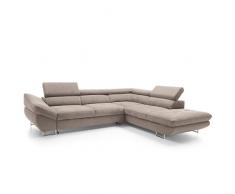 Moebella Ecksofa mit Schlaffunktion und Bettkasten Fabio Ottomane Stoff Kunstleder