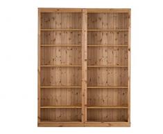 Loft24 2er Set Regale Kiefer Massivholz Bücherregal Landhaus Büroregal Aktenregal Ordnerregal Standregal gebeizt geölt (2 Regale, 148 x 34 x 219 cm)