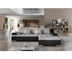 Mirjan24 Design Ecksofa Bangkok, Moderne Eckcouch mit Schlaffunktion und Bettkasten, Ecksofa für Wohnzimmer, Gästezimmer, Couch L-Form, Wohnlandschaft, (Ecksofa Rechts, Soft 011 + Lawa 05)